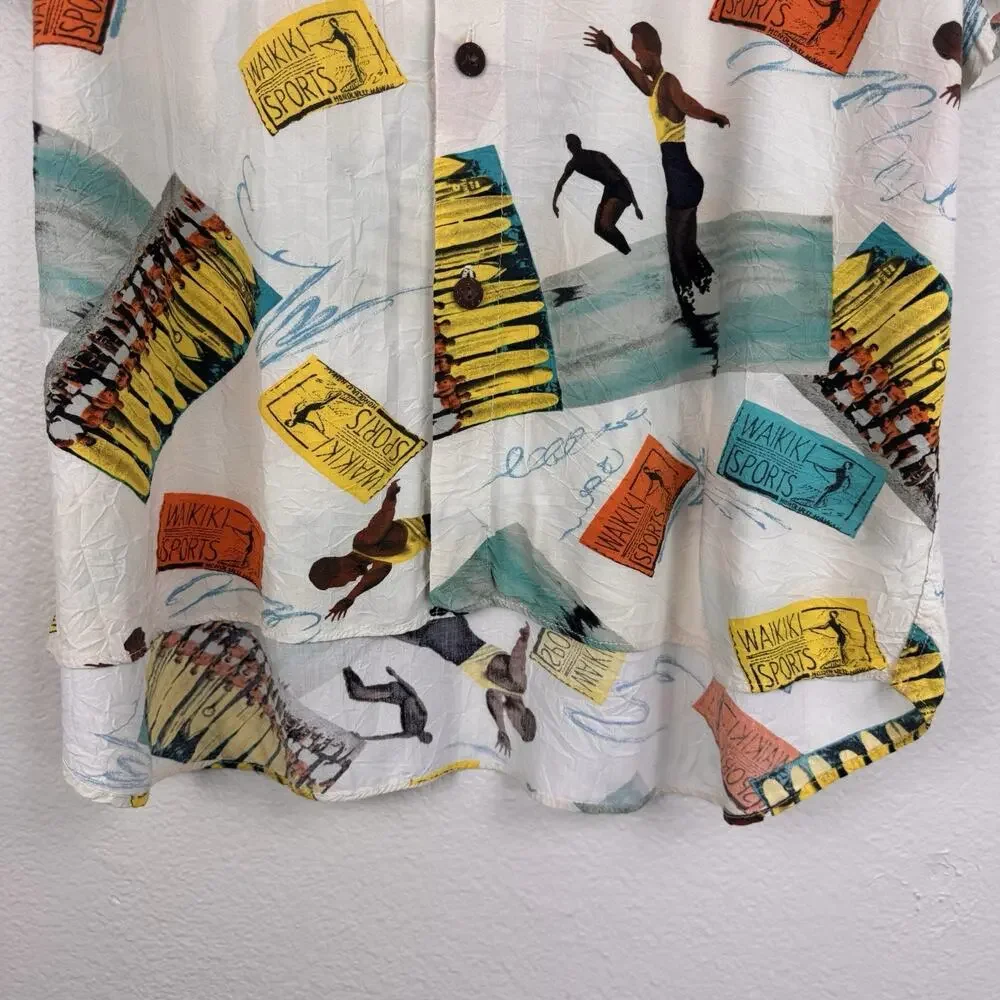 Vintage Jams World Button Down Shirt Waikiki Sports Surfing Hawaiian Beach XL